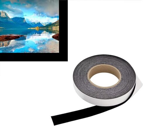 1 in x 60 ft - Vibrancy Enhancing Projector Screen Felt Tape Border Deepest Black Ultra High Contrast Flocking for DIY Screen Borders Absorbs Light, Brightens Image & Stops Bleed in Saudi Arabia
