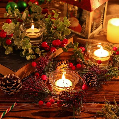 9 قطع عيد الميلاد شمعة حامل الزجاج حامل نذري الصنوبر مخروط التوت حلقات شمعة ديكور شمعة إكليل حلقة الشموع البيضاء شمعة نذرية غير معطرة للمنزل الزفاف غرفة المعيشة وغرفة النوم ديكور in Saudi Arabia