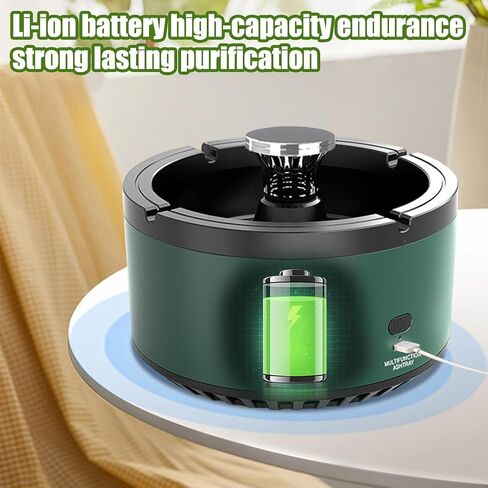 Smokeless Ashtray，Indoor Smoke Removing Ashtray, Clean Air Ashtray Air Purifiers for Home, Smoke Eater Ashtray, Outdoor Ashtrays for Smokers, Suitable for Office、Home、Indoor、Outdoor、Car(Green) in Saudi Arabia