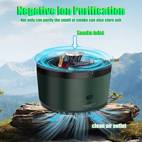 Smokeless Ashtray，Indoor Smoke Removing Ashtray, Clean Air Ashtray Air Purifiers for Home, Smoke Eater Ashtray, Outdoor Ashtrays for Smokers, Suitable for Office、Home、Indoor、Outdoor、Car(Green) in Saudi Arabia