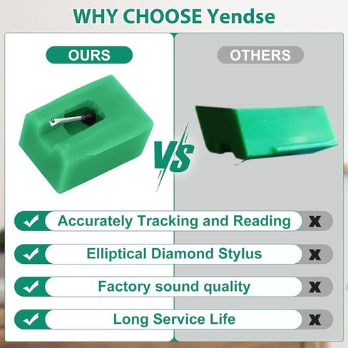 قلم بديل ATN95E لخرطوشة AT95E|أخضر، متوافق مع مشغل تسجيل الأقراص الدوارة Audio-Technica AT-LP120-USB، استبدال إبر مشغل السجل الماسي، مناسب AT93، AT3400، AT3450 in Kuwait