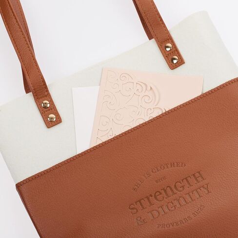 Christian Art Gifts Felt and Faux Leather Fashion Bible Cover Tote Bag with Inspirational Scripture, One Size in Kuwait