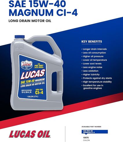 زيت لوكاس 10076 SAE 15W-40 زيت ماغنوم عالي TBN CI-4، 1 جالون in Saudi Arabia