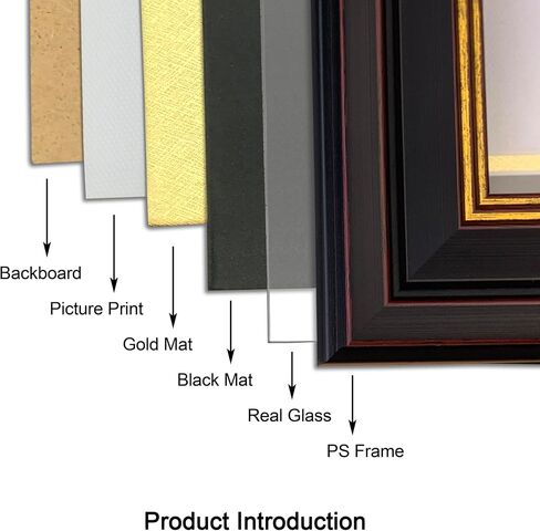 Diploma Frames 8.5x11 with Mat or 11x14 without Mat,Set of 2 Certificate Document Frame with Real Glass,Black Gold & Burgundy Molding(Black/Gold Double Mat) in Saudi Arabia