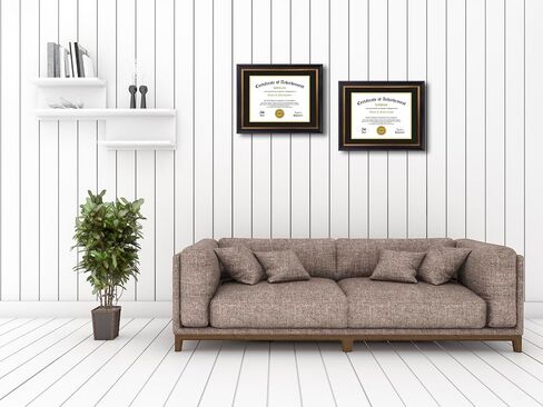 Diploma Frames 8.5x11 with Mat or 11x14 without Mat,Set of 2 Certificate Document Frame with Real Glass,Black Gold & Burgundy Molding(Black/Gold Double Mat) in Saudi Arabia