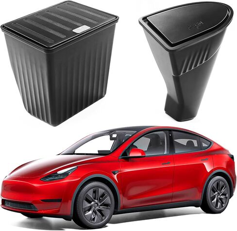 Trash Can fit Tesla Model Y,Rear Center Console Organizer Backseat Storage Box for Tesla Model Y Accessories,3D Striped Pattern Garbage Can Bin Accessories in Saudi Arabia