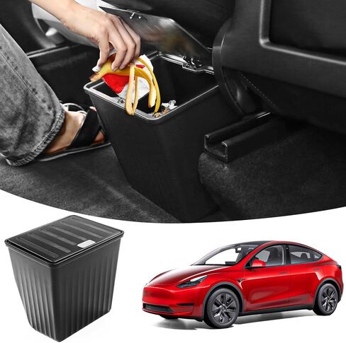 Trash Can fit Tesla Model Y,Rear Center Console Organizer Backseat Storage Box for Tesla Model Y Accessories,3D Striped Pattern Garbage Can Bin Accessories in Saudi Arabia