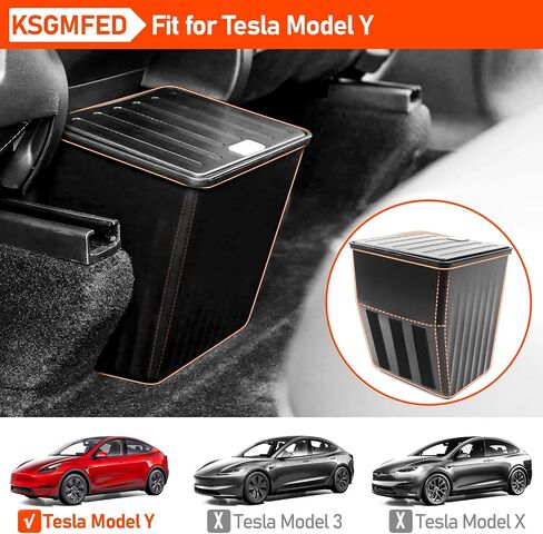 Trash Can fit Tesla Model Y,Rear Center Console Organizer Backseat Storage Box for Tesla Model Y Accessories,3D Striped Pattern Garbage Can Bin Accessories in Saudi Arabia