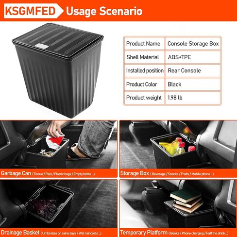 Trash Can fit Tesla Model Y,Rear Center Console Organizer Backseat Storage Box for Tesla Model Y Accessories,3D Striped Pattern Garbage Can Bin Accessories in Saudi Arabia