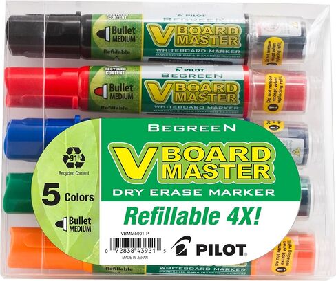 PILOT V Board Master Refillable Dry-Erase Markers, Bullet Tip, Blue Ink, 12 Count in Saudi Arabia