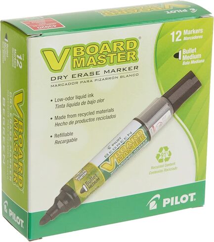 PILOT V Board Master Refillable Dry-Erase Markers, Bullet Tip, Blue Ink, 12 Count in Saudi Arabia