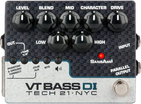 Tech 21 SansAmp VT Bass DI Pedal Bundle w/ 2x Strukture Patch Cables, 12x Guitar Picks & Liquid Audio Polishing Cloth CS-VTB-DI in Saudi Arabia