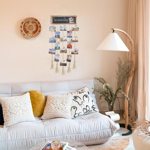 Mkono Hanging Photo Display Wall Art Pictures Greeting Cards Holder with Blackboard and 4pcs Family Themes Cards for Living Room Bedroom Home Office Decor, Mom Girl Birthday Christmas Gift in Saudi Arabia