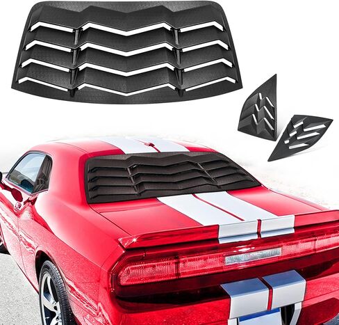 فتحات النوافذ الجانبية الخلفية متوافقة مع دودج تشالنجر 2008-2022 في GT Lambo Style Back Louver Sun Shade Cover مخصص يناسب جميع الأحوال الجوية ABS (أسود غير لامع) in Kuwait