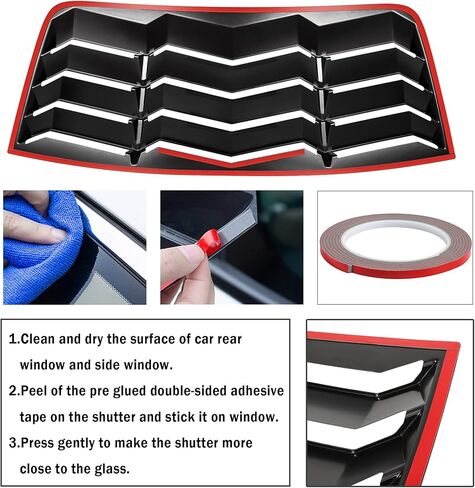 فتحات النوافذ الجانبية الخلفية متوافقة مع دودج تشالنجر 2008-2022 في GT Lambo Style Back Louver Sun Shade Cover مخصص يناسب جميع الأحوال الجوية ABS (أسود غير لامع) in Kuwait