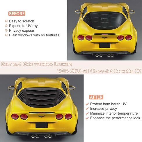 Yoursme Rear and Side Window Louvers Windshield Sunshade Cover Fits for 2005-2013 All Chevrolet Corvette C6 Coupe, Z06, Grand Sport and ZR1 ABS Matte Black in Saudi Arabia