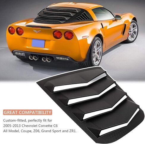 Yoursme Rear and Side Window Louvers Windshield Sunshade Cover Fits for 2005-2013 All Chevrolet Corvette C6 Coupe, Z06, Grand Sport and ZR1 ABS Matte Black in Saudi Arabia
