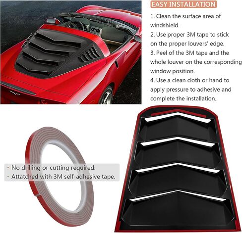 Yoursme Rear and Side Window Louvers Windshield Sunshade Cover Fits for 2005-2013 All Chevrolet Corvette C6 Coupe, Z06, Grand Sport and ZR1 ABS Matte Black in Saudi Arabia