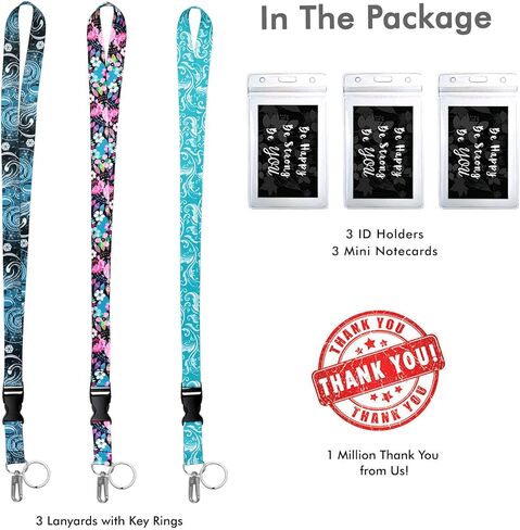 3 قطع من حبال التصميمات المتنوعة مع حامل بطاقة الهوية وحلقة مفاتيح للمفاتيح وبطاقة سفينة الرحلات البحرية والمعلمين والممرضات. حافظة شارة هوية شفافة مقاومة للماء. أساسيات الرحلات البحرية وإكسسوارات العمل. الأزهار خمر. in Kuwait