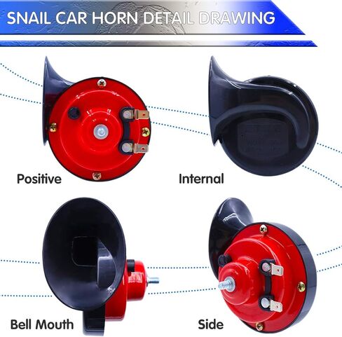 2PCS Train Horn Super Loud Snail Horn for Truck 12v Electric Waterproof Double Horn Air Speakers with Brackets and Screws Train Horn for Cars, Motorcycle, Bikes & Boats in Kuwait
