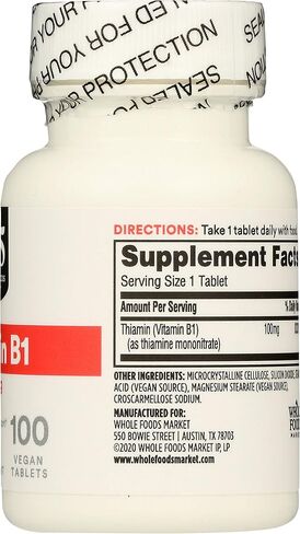 365 by Whole Foods Market, Vitamin B1 100Mg, 100 Tablets in Saudi Arabia