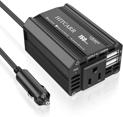 150W Power Inverter, Car Power Inverter Converter DC 12V to 110V AC Car Plug Adapter Outlet Converter with 3.1A Dual USB Charging Ports for Laptop Camping Trip Accessories in Saudi Arabia