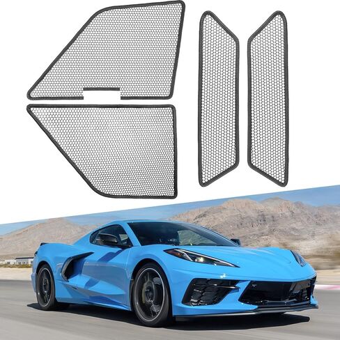 ISSYAUTO Front Mesh Honeycomb Grill Guard Compatible with 2020 2021 2022 2023 C8 Corvette, Upgraded Radiator Grille Guards, Aluminum Metal Car Grill Mesh Body Bumpers Outer Grill Grate, 2 Pc in Saudi Arabia