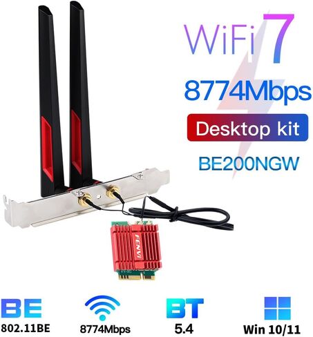 بطاقة شبكة WiFi M.2 السابعة BE200NGW لمجموعة سطح المكتب M.2 WiFi 7 BT5.4 محول لاسلكي ثلاثي الموجات 802.11BE 877 ميجابت في الثانية بطاقة WiFi 7 لا تدعم اللوحات الأم AMD in Kuwait