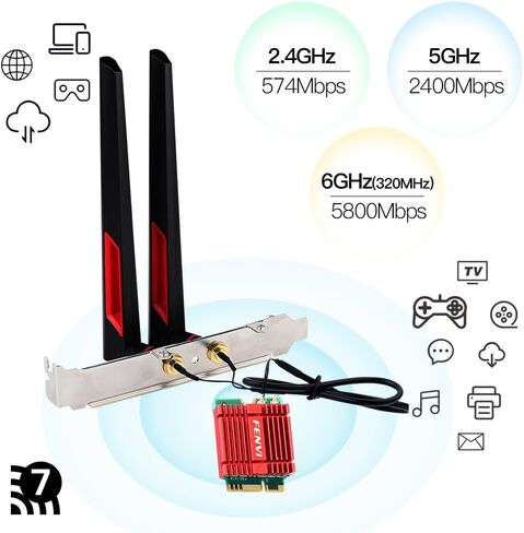 بطاقة شبكة WiFi M.2 السابعة BE200NGW لمجموعة سطح المكتب M.2 WiFi 7 BT5.4 محول لاسلكي ثلاثي الموجات 802.11BE 877 ميجابت في الثانية بطاقة WiFi 7 لا تدعم اللوحات الأم AMD in Kuwait
