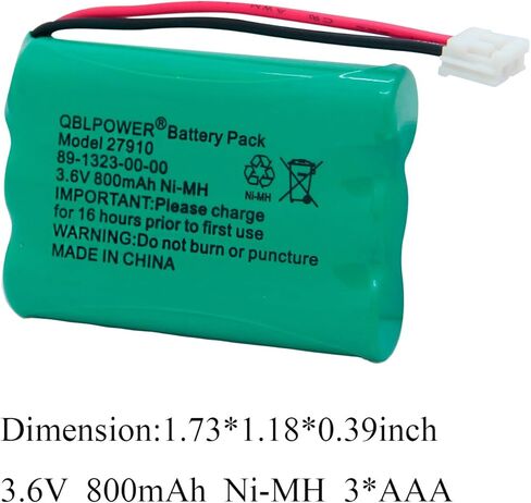 27910 بطارية هاتف لاسلكية قابلة للشحن متوافقة مع 89-1323-00-00 E1112 E2801 TL72108 SD-7501 23-959 سماعات لاسلكية 3.6 فولت (عبوة من 4) in Kuwait