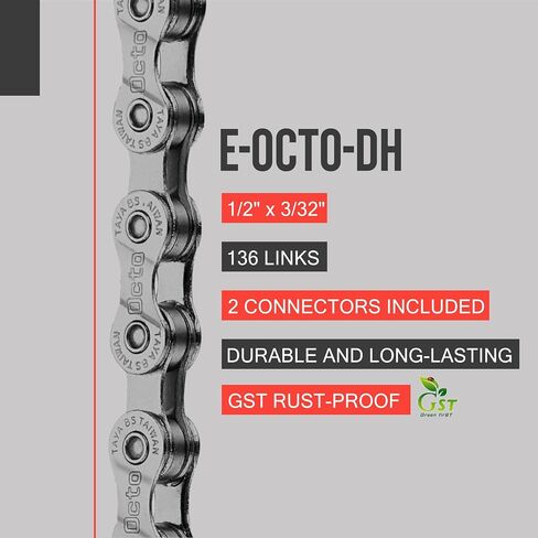 سلسلة دراجة TAYA e-OCTO-DH فردية و7-8 سرعات، 136 وصلة، مقاومة للصدأ GST، تحول متين وسلس، للدراجة الإلكترونية والحصى وMTB in Saudi Arabia