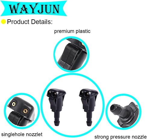 فوهات غسيل الزجاج الأمامي 85381-AA010 متوافقة مع 99-08 Toyota Corolla، 97-01 Toyota Camry، 05-10 Toyota Tacoma، 00-05 Toyota Echo Spray Jet Kit (عبوة من قطعتين) in Saudi Arabia