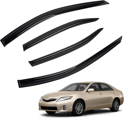 4pcs JDM 3D Wavy MU Style Window Visors Compatible with 2014-2021 Mazda 6 Atenza, Front+Rear Left+Right Outside Mount Type Dark Smoke Tint Tape-On Side Sun Rain Guards Set of 4 in Saudi Arabia