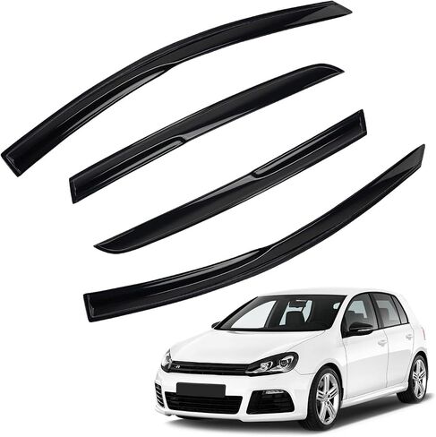 4pcs JDM 3D Wavy MU Style Window Visors Compatible with 2014-2021 Mazda 6 Atenza, Front+Rear Left+Right Outside Mount Type Dark Smoke Tint Tape-On Side Sun Rain Guards Set of 4 in Saudi Arabia