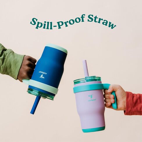 Reduce 14oz Coldee Tumbler with Handle for Youth - Vacuum Insulated Stainless Steel Mug with Lid & Straw - Keeps Drinks Cold up to 18 Hours - Spill-Proof & Chew-Resistant Straw - Pink Lemonade in Saudi Arabia