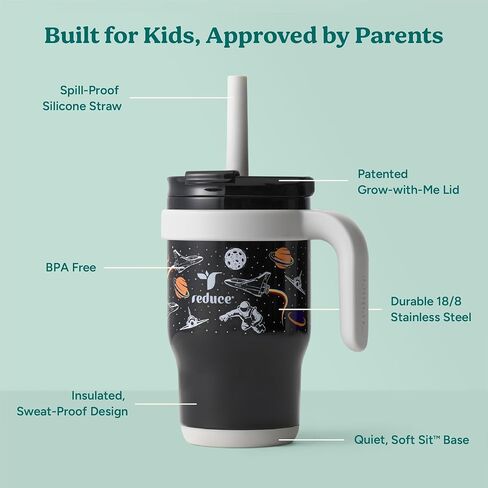 Reduce 14oz Coldee Tumbler with Handle for Youth - Vacuum Insulated Stainless Steel Mug with Lid & Straw - Keeps Drinks Cold up to 18 Hours - Spill-Proof & Chew-Resistant Straw - Pink Lemonade in Saudi Arabia