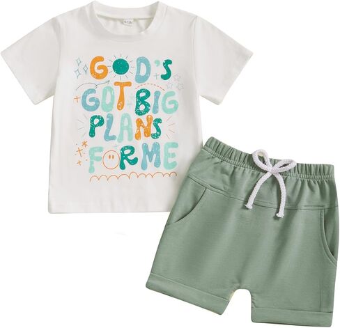 CIYCUIT Baby Boy Summer Clothes Short Sleeve Letter Print Shirt Shorts Set in Saudi Arabia