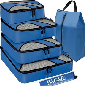 BAGAIL 6 Set Packing Cubes,Travel Luggage Packing Organizers with Laundry Bag(Black Net)