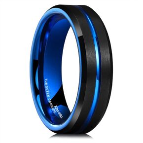 King Will Classic Tungsten Carbide Wedding Band Ring for Men - Available in Black, Silver, Gold, Blue, Brown, Red, and Purple Grooved Center Comfort Fit Suitable For Every Day Wear