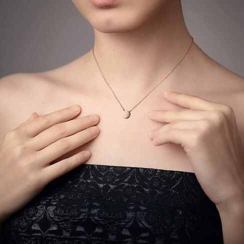 CIUNOFOR Rose Gold Plated Alphabet Opal Pendant Necklace Round Disc Initial Necklace Engraved Letter Necklace with Adjustable Chain Pendant Enhancers for Women and Girls Fashion Style Jewerly in Kuwait