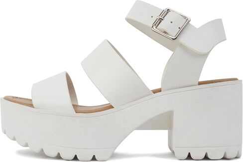 Soda ACCOUNT ~ Women Open Toe Two Bands Lug sole Fashion Block Heel Sandals with Adjustable Ankle Strap in Saudi Arabia
