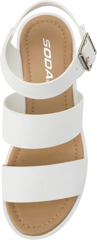 Soda ACCOUNT ~ Women Open Toe Two Bands Lug sole Fashion Block Heel Sandals with Adjustable Ankle Strap in Saudi Arabia
