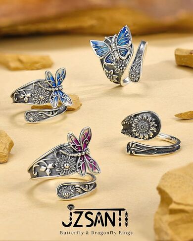 Turquoise Rings for Women - Sterling Silver Just Breathe Rings for Women Adjustable Feather Ring Stacking Ring Vintage Statement Ring for Women in Saudi Arabia