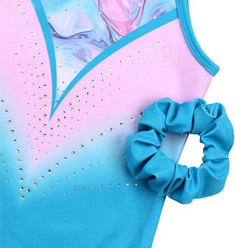 Gymnastics Leotards for Girls With Shorts Sparkly Ballet Dance Clasp Back Activewear in Kuwait