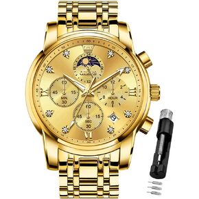 OLEVS Watch for Men Diamond Business Dress Analog Quartz Stainless Steel Waterproof Luminous Date Two Tone Luxury Casual Wrist Watch