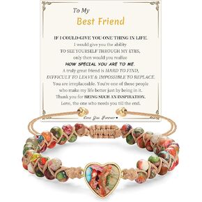 Gifts for Mom Daughter Granddaughter Love Gifts for Wife Girlfriend to My Sister Jasper Heart Bracelets Natural Stone Bracelet Graduation Birthday Anniversary Christmas Jewelry for Women