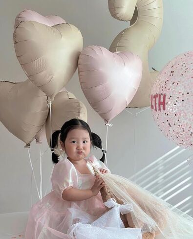 Pink White Heart Balloons,12Pcs Baby Pink Cream White Heart Shaped Foil Balloons,18Inch Light Pink Sand White Helium Mylar Balloon for Baby Shower Birthday Anniversary Wedding Party Decorations in Kuwait