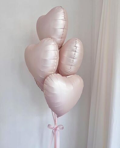 Pink White Heart Balloons,12Pcs Baby Pink Cream White Heart Shaped Foil Balloons,18Inch Light Pink Sand White Helium Mylar Balloon for Baby Shower Birthday Anniversary Wedding Party Decorations in Kuwait