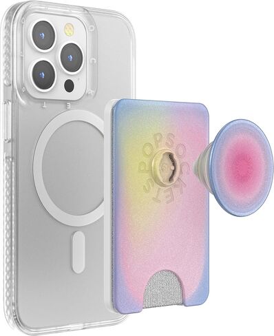 PopSockets Phone Wallet with Expanding Grip and Adapter Ring for MagSafe, Phone Card Holder, Wireless Charging Compatible, Wallet Compatible with MagSafe - All Smiles in Kuwait
