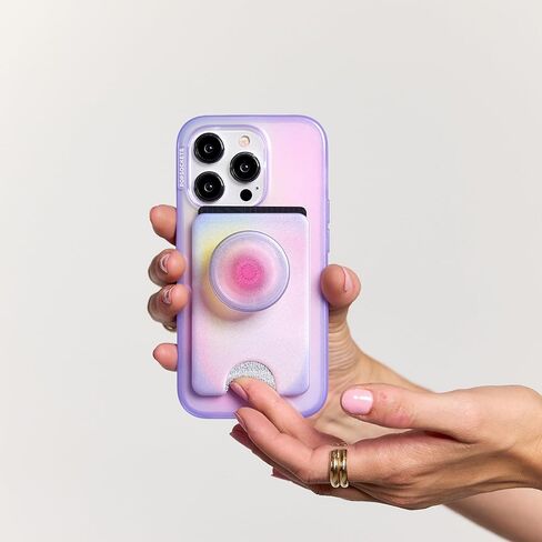 PopSockets Phone Wallet with Expanding Grip and Adapter Ring for MagSafe, Phone Card Holder, Wireless Charging Compatible, Wallet Compatible with MagSafe - All Smiles in Kuwait